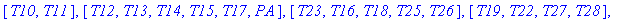 partition := [[I1, I2, RA, PS, Pra, AAA, SAS], [T1,...