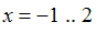 x = -1 .. 2
