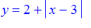 y = 2+abs(x-3)